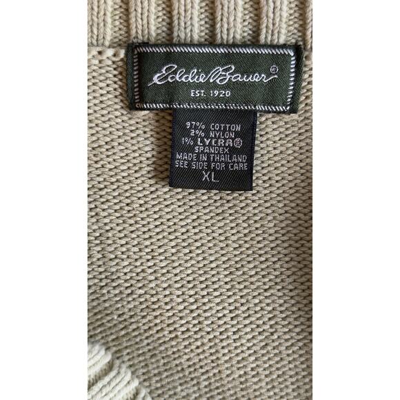 90s Eddie Bauer Sweater V Neck, Relaxed Fit, Slit Slides, Spring Green, Size XL - Picture 3 of 7